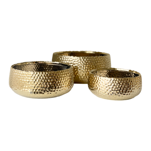 PLANTERS SET GOLD W/ DOTS 9" 11" 13"